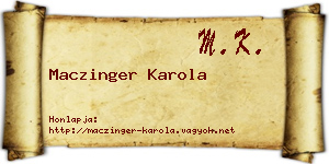 Maczinger Karola névjegykártya